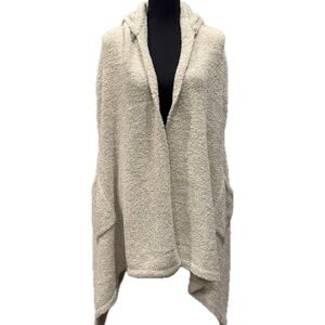 Soft Surroundings NWOT Ardelle Wrap Cream  Cardigan Hooded Pockets Sleeveless